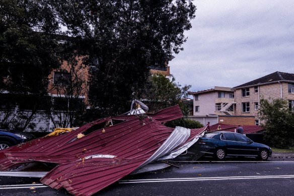 Damage caused by the severe storm in Dee Why.
