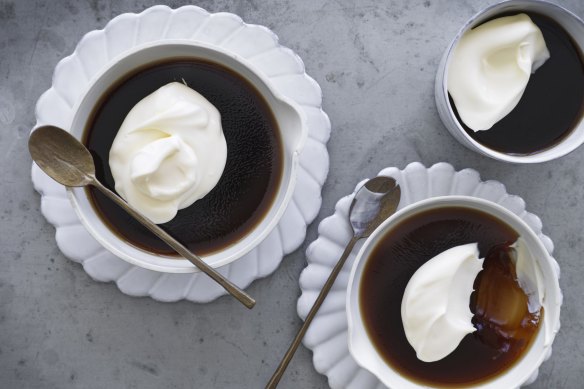 Adam Liaw’s chai jelly with cream.