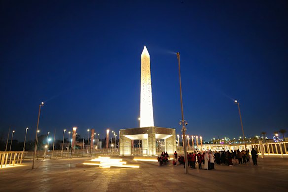 The 19-metre-tall hanging obelisk.