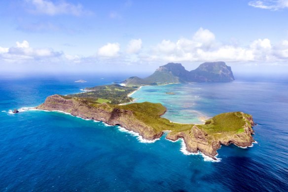 A stunning aerial view of Lord Howe Island off the coast of Sydney. 