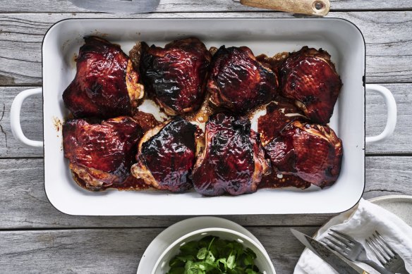 Adam Liaw's rice malt and soy baked chicken