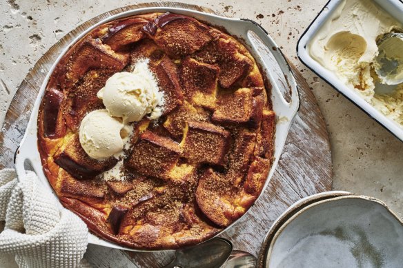 Adam Liaw's cinnamon bread and butter pudding