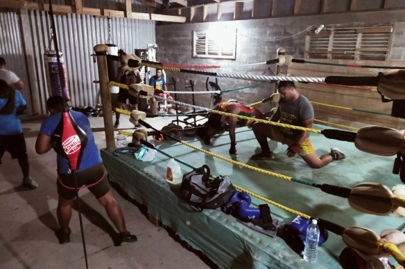 The boxing ring on the main island of Tuvalu.