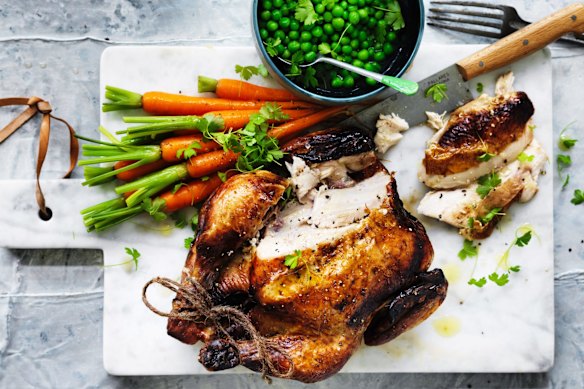 Mel likes to cook a classic roast chicken at home.