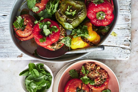 Adam Liaw's baked stuffed vegetables