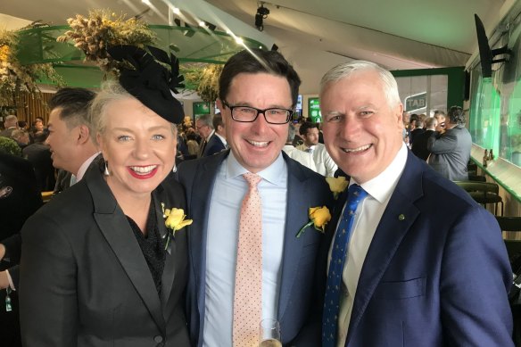 Bridget McKenzie, Nationals leader David Littleproud and Michael McCormack at the race.