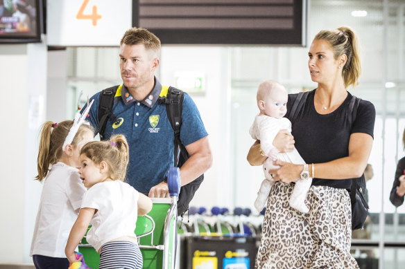David Warner with his family in 2019.