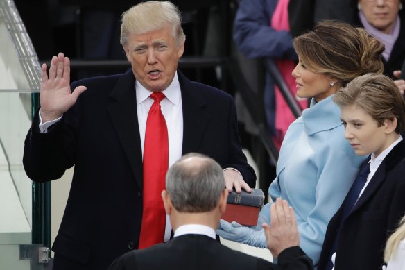 Donald Trump as he was sworn in as the 45th president of the United States.