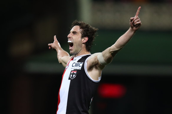 Max King celebrates a goal against Sydney.