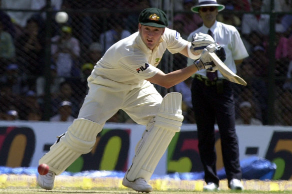 Michael Clarke en route to a century in his first Test in India in 2004.