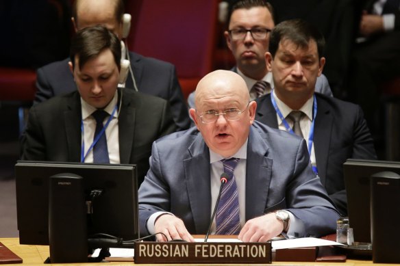 Walked out: Russian Ambassador Vassily Nebenzia to the UN.