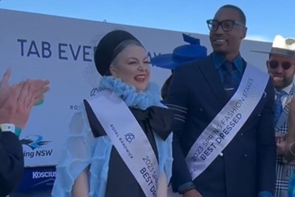 Fashion Stakes winners Sarah Crockett and Kalombo Ntumba at The Everest.