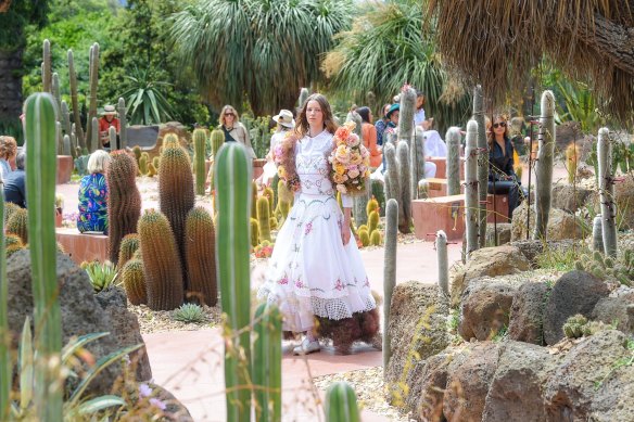 Launch of Melbourne Fashion Week in the Arid Garden in the Royal Botanic Gardens in 2020.