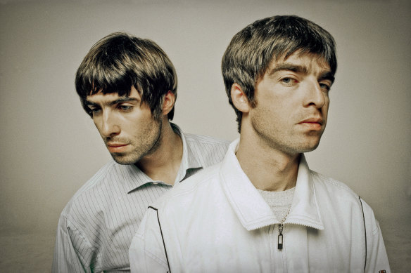 Noel and Liam Gallagher of Oasis. The band’s first album, Definitely, Maybe was released 30 years ago.