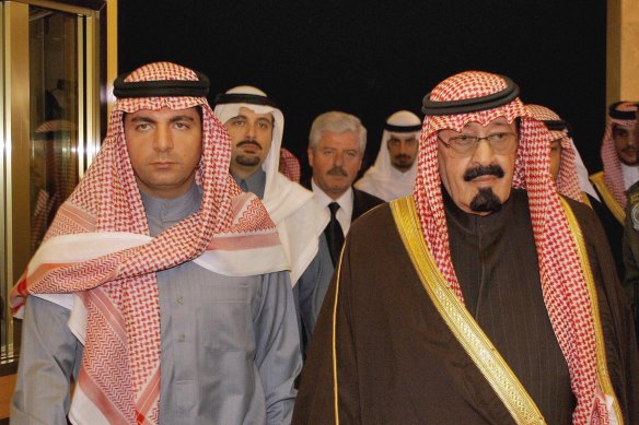 Saad Hariri (second left) and his elder brother Bahaa (first left) with the late Saudi king Abdullah in 2005. Twelve years later Saad Hariri would be detained by the Saudis, allegedly at the behest of Crown Prince Mohammed bin Salman.