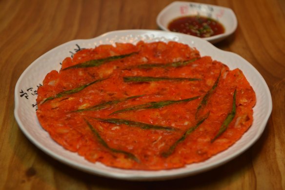 Kimchi pancake at Joomak Korean restaurant.
