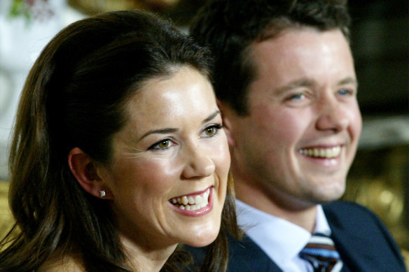 Mary is pictured with Crown Prince Frederik early in their relationship.