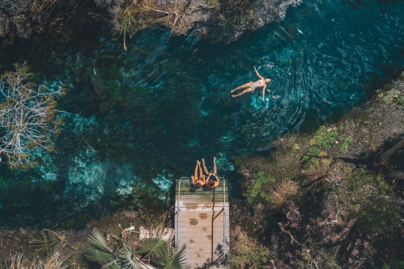 Afloat at the Mataranka Thermal Pool in the Northern Territory.