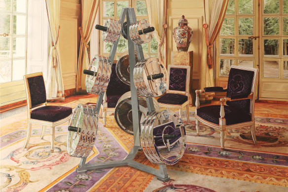 The New Garden Drawing Room painting by Michael Zavros in the Confectionery exhibition at Philip Bacon Gallery.