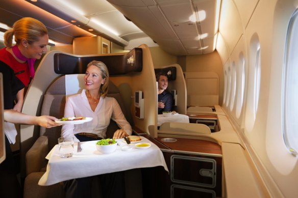 Qantas’ first-class suites on an A380.