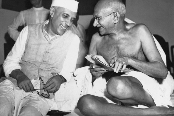 Mohandas Gandhi, the Mahatma, right, with Jawaharlal Nehru, in 1946.