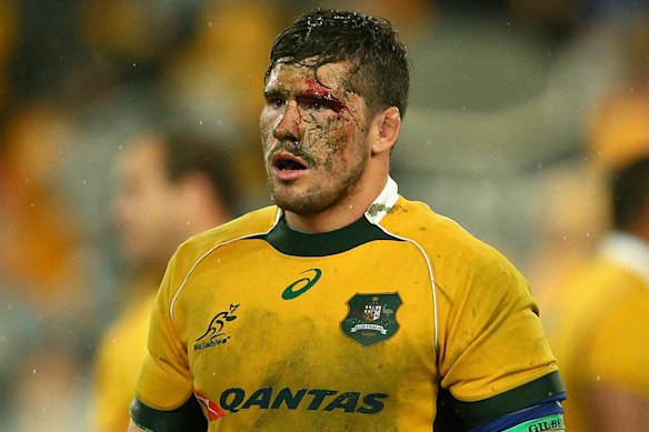 Nathan Charles playing for Wallabies during a 2014 Bledisloe Cup Test in Sydney.