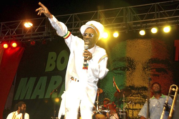 Bunny Wailer performs at the One Love concert to celebrate Bob Marley’s 60th birthday, in Kingston, Jamaica.  
