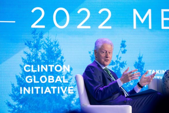 Clinton speaks at the Clinton Global Initiative annual meeting in New York in 2022.