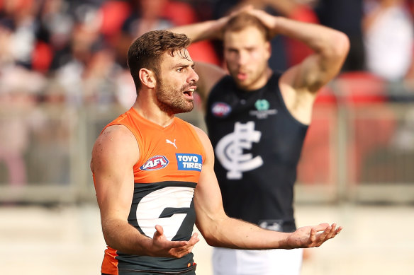Stephen Coniglio was at a loss after giving away a costly free kick.