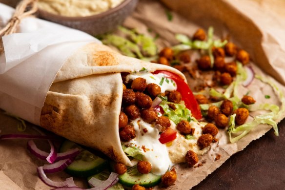 RecipeTin Eats’ crispy chickpea shawarma wraps.