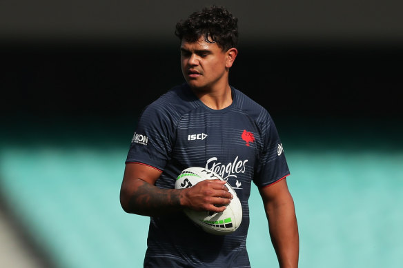 Latrell Mitchell met with Roosters boss Nick Politis on Tuesday.