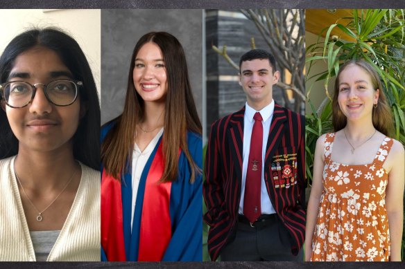 Ananya Sanivarapu, Lillie Sartori, Matthew Vinci and Siena Hamilton were four of the 17 WA students to achieve an ATAR of 99.95.