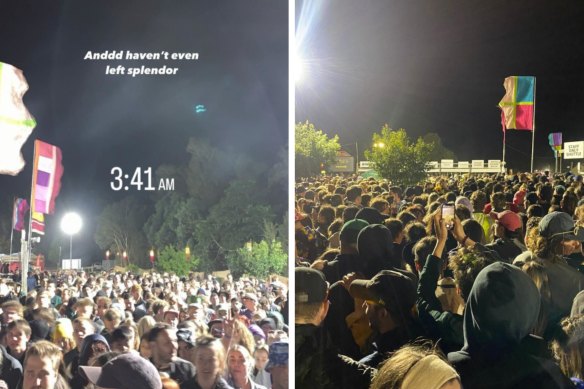 Splendour in the Grass festivalgoers posted photos of long waits for bus queues.