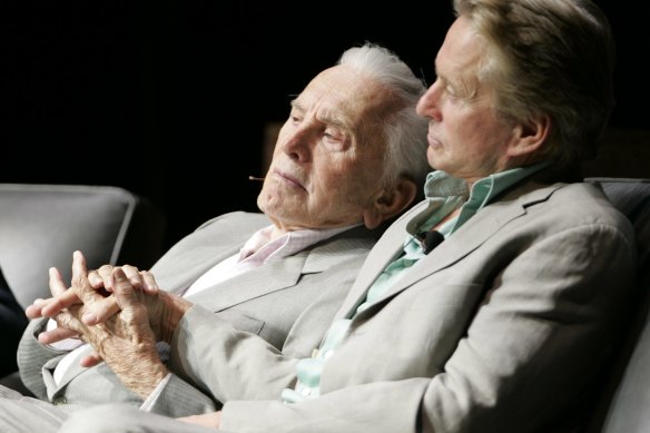 Kirk and Michael Douglas.