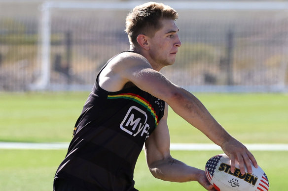 Jack Cole at the Panthers training session on Monday.