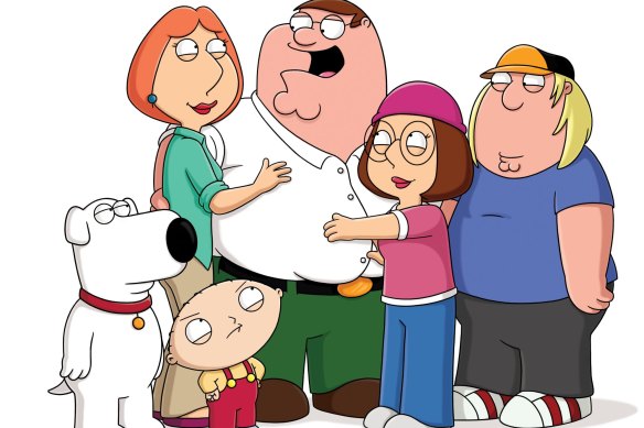 The Griffin Family, from left, Brian, Lois, Stewie, Peter, Meg and Chris in Family Guy.