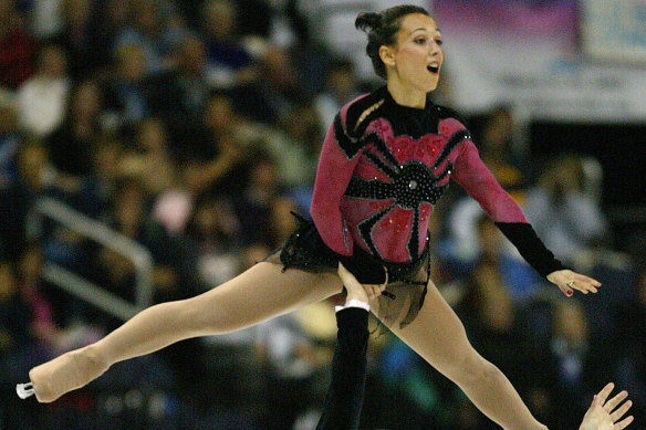 France's Sarah Abitbol, pictured competing in 2003 in the pairs free skate event of the World Figure Skating Championships has made accusations she was raped by a coach. 