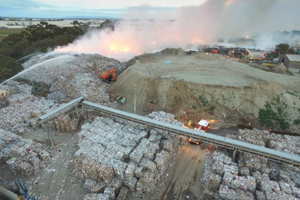 The fire at the SKM plant in July 2017.