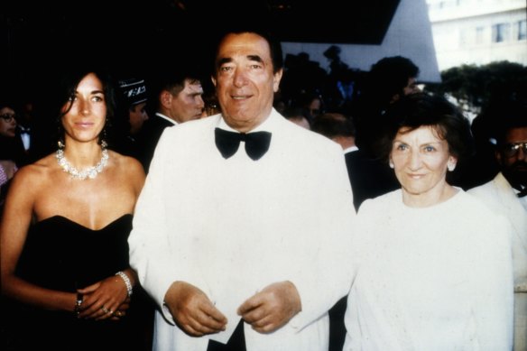Ghislaine Maxwell with her parents at the Cannes Film Festival, 1987.