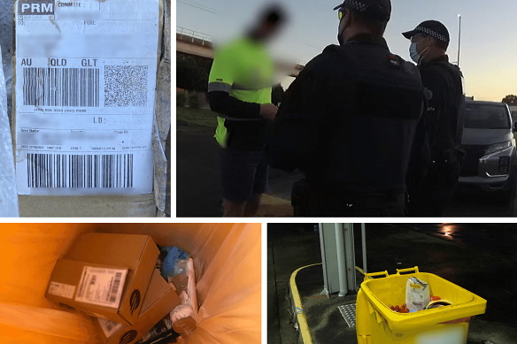Police alledge two freight handlers used their access to the restricted area of the airport to steal multiple iPhones, iPads, Samsung phones and phone accessories from freight packages over a nine-month period.