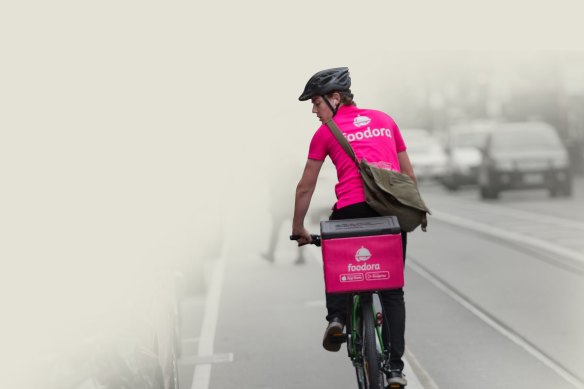 A food delivery rider for Foodora, which has left Australia.