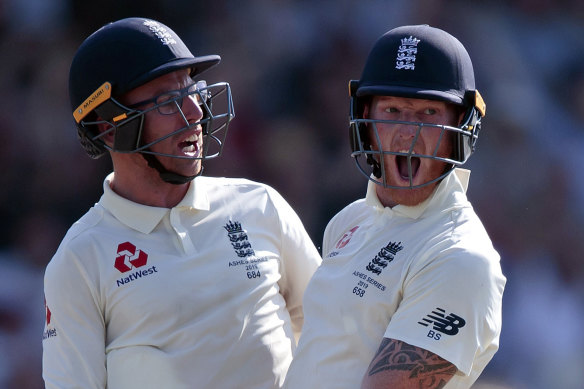 Jack Leach and Ben Stokes celebrate the 2019 Headingley heist.