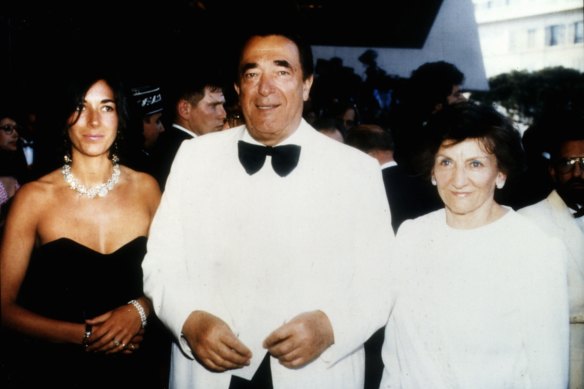 Ghislaine Maxwell with her parents, Robert and Elisabeth, at the Cannes Film Festival in 1987.