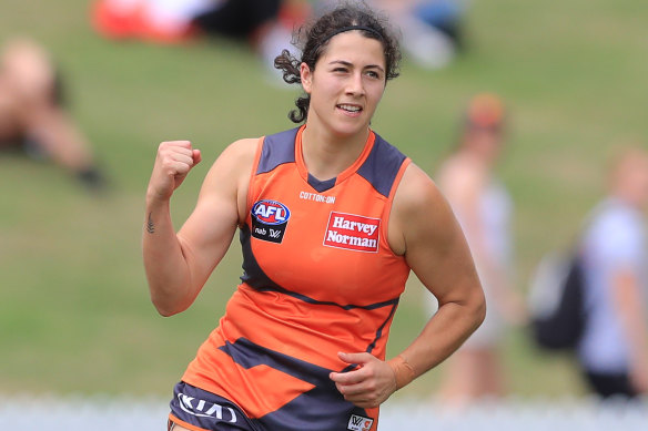 Rebecca Privitelli's three goals were central to the Giants' second win from three matches this season.