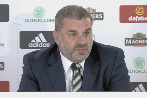 Ange Postecoglou has fronted the Scottish press for the first time as the new Celtic manager.