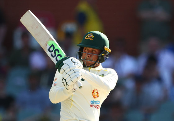 Usman Khawaja batting in the second Test against the West Indies last week.