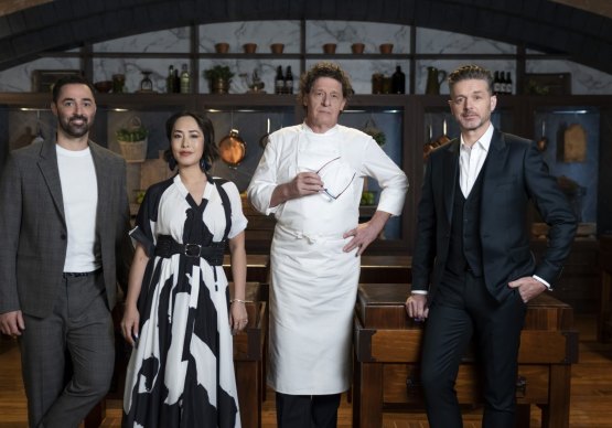 Pierre White with the team on MasterChef last year.