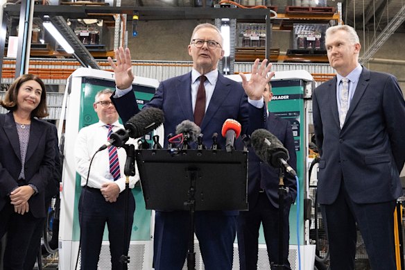 Labor leader Anthony Albanese on the campaign trail in Brisbane.