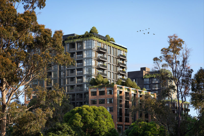 An artist impression of the North Melbourne project, Alfred & Boundary, designed by Fender Katsalidis.