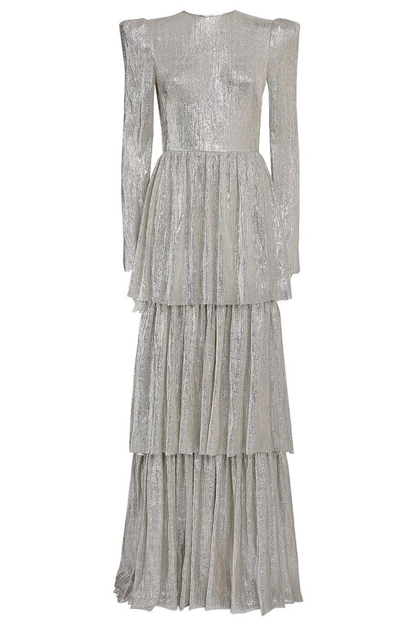 Trinny Woodall wore a silver dress by the Vampire’s Wife to a recent product launch.